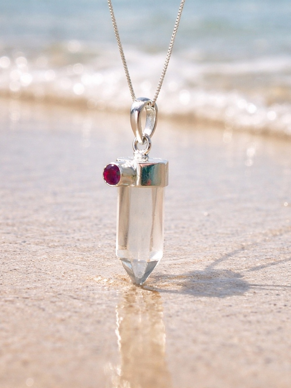 White Quartz & Garnet Necklace - Picture 9 of 13
